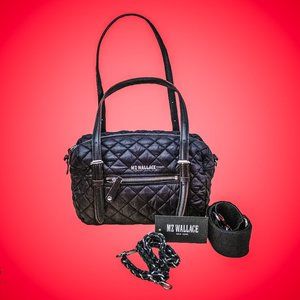 MZ Wallace Small Crosby Barrel- Black with Gold & Red Accents- NWT Crossbody